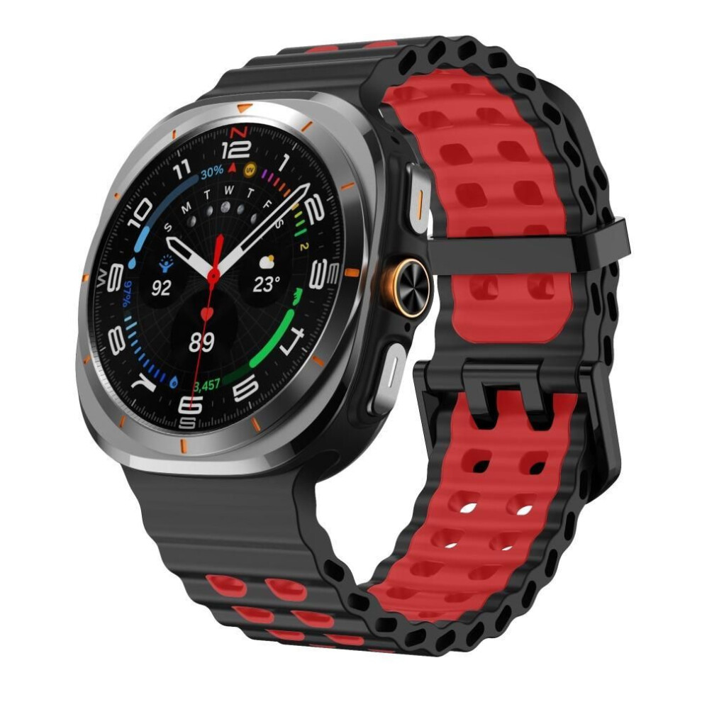 (-Red) 47Mm Marine Band Replacement Watch Bands New Sport Strap For Samsung Galaxy Watch Ultra Men Women Black