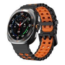 (Black-Orange) 47mm Marine Band Replacement Watch Bands New Sport Strap for Samsung Galaxy Watch Ultra Men Women
