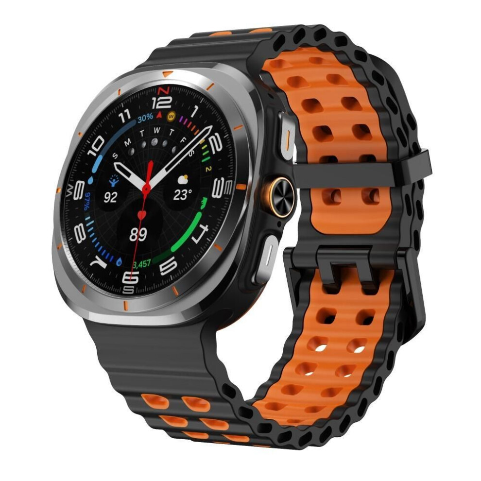 (Black-Orange) 47mm Marine Band Replacement Watch Bands New Sport Strap for Samsung Galaxy Watch Ultra Men Women