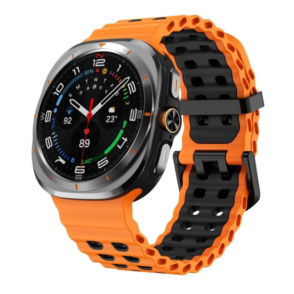 (Orange-Black) 47mm Marine Band Replacement Watch Bands New Sport Strap for Samsung Galaxy Watch Ultra Men Women
