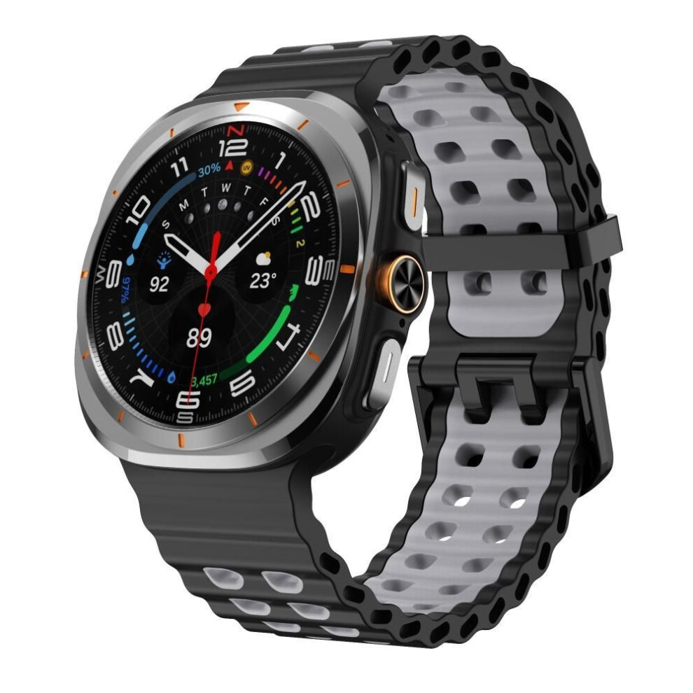 (Black-Grey) 47mm Marine Band Replacement Watch Bands New Sport Strap For Samsung Galaxy Watch Ultra Men Women