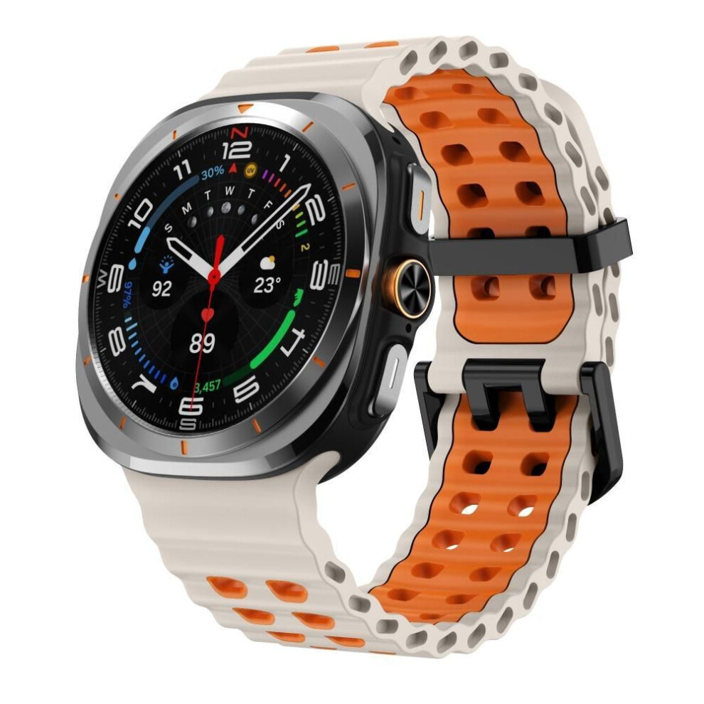 (Silver-Orange) 47mm Marine Band Replacement Watch Bands New Sport Strap for Samsung Galaxy Watch Ultra Men Women