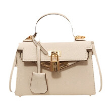 2024 New Handheld Kelly Bag European and American Fashion 19cm Lychee Pattern Single Shoulder Crossbody Versatile Women's Bag