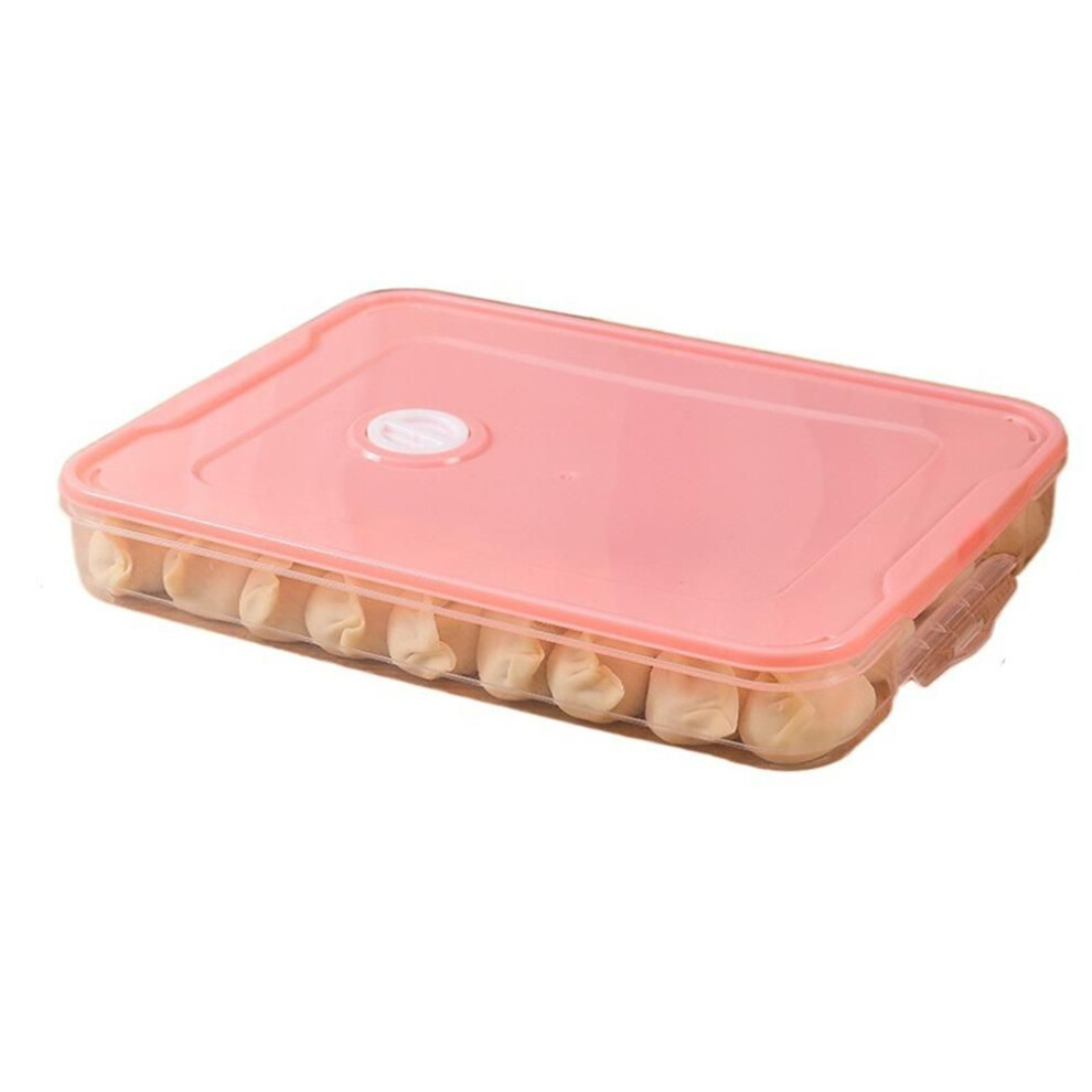(Pink-1 Layer) Multi-layer Wonton Fresh-keeping Organizer Plastic Food Freezer Storage Box  Refrigerator