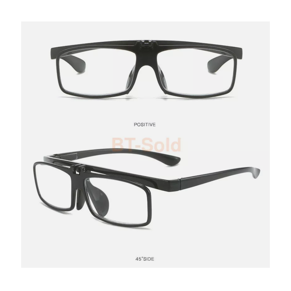 (black, +3.00) HOT Flip Up Down Reading Glasses Anti Blue Light UV Foldable Presbyopic Eyeglass