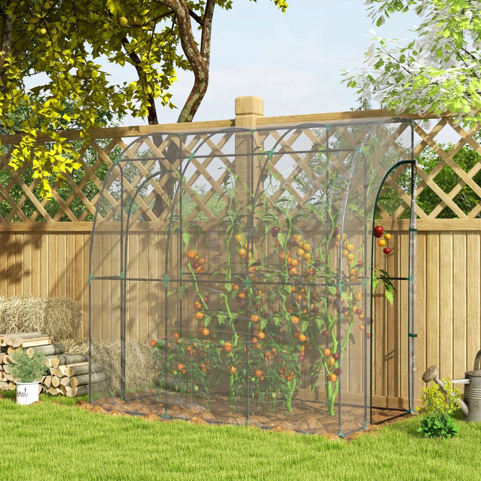 Outsunny Light 143 X 118 X 212Cm Walk-In Lean To Wall Tunnel Pvc Greenhouse With Doors - 214 X 118 X 212Cm - Image 4