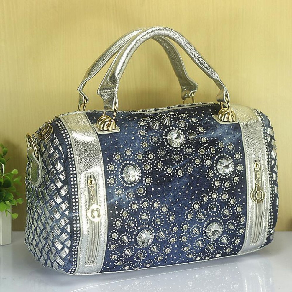 (ivory) Woman Denim Handbags Bags Vintage Rhinestone Shoulder Bags Women's small Bags jean Bolsas Femininas for Women