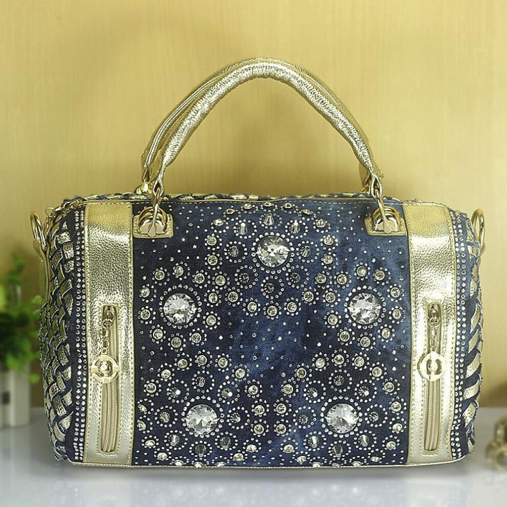 (gold) Woman Denim Handbags Bags Vintage Rhinestone Shoulder Bags Women's Small Bags Jean Bolsas Femininas For Women