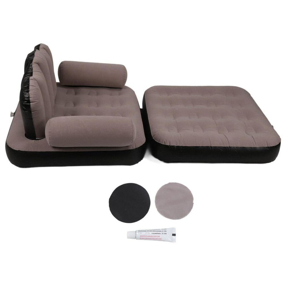 (brown) Dual Purpose Inflatable Sofa Chair Multifunction Folding Inflatable Sofa Bed and Inflatable Chair