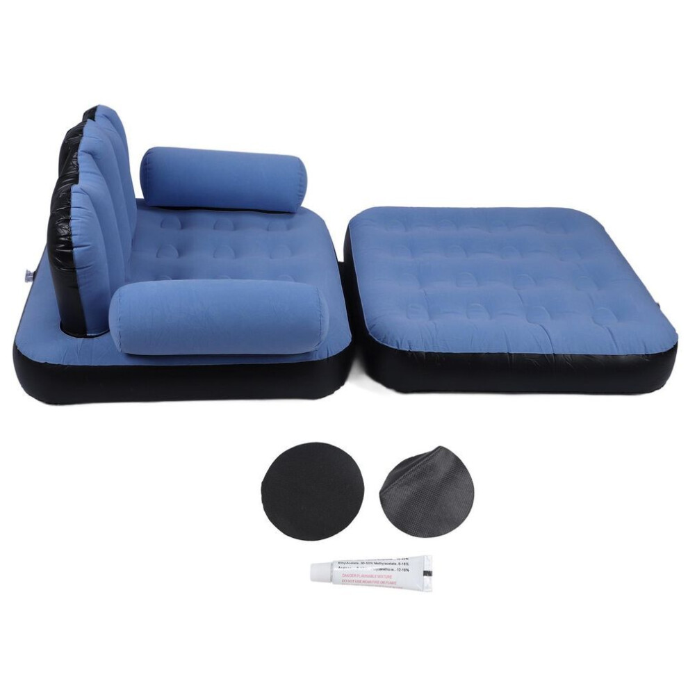 (blue) Dual Purpose Inflatable Sofa Chair Multifunction Folding Inflatable Sofa Bed and Inflatable Chair