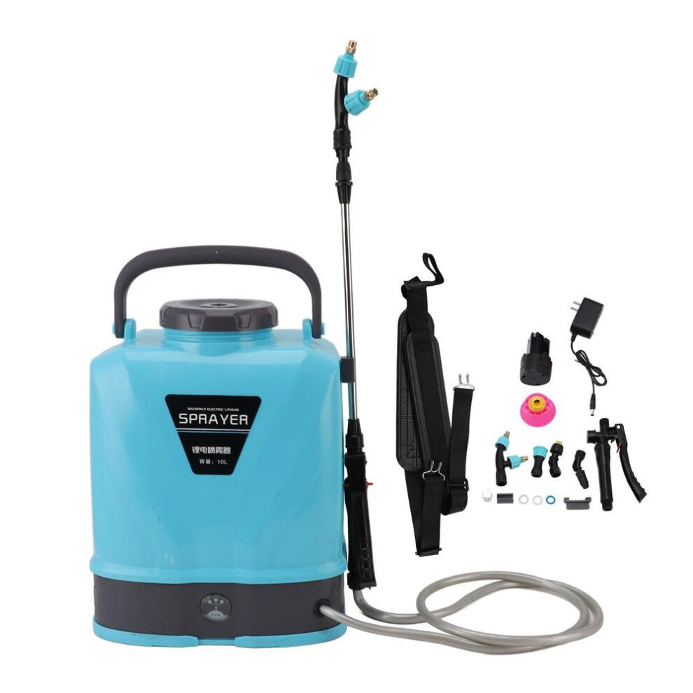 (10L US Plug) Battery Powered Backpack Sprayer Adjustable Pressure Agricultural Electric Sprayer With 5 Nozzles