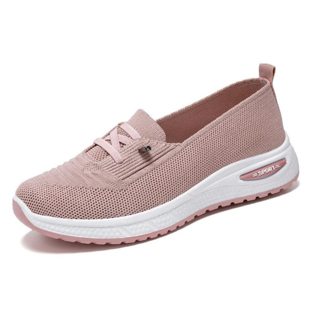(pink, 36) Women's Breathable Mesh Slip On Walking Shoes Comfortable Casual Loafers Lightweight Flat Sneakers For Mom