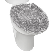 TOWN & COUNTRY BASICS Spa Step Noodle Solid Bathroom Toilet Lid Cover Plush Soft and Absorbent Machine Washable Light Grey 18.5""""x19.6""""