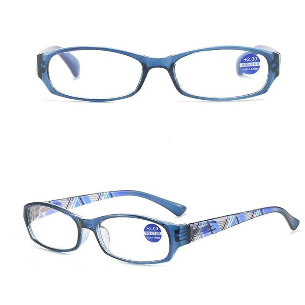 (3 Pieces Blue, +2.00 strength) Women Adjustable Stylish Flower Reading Glass +1.0~+4.0 Customized