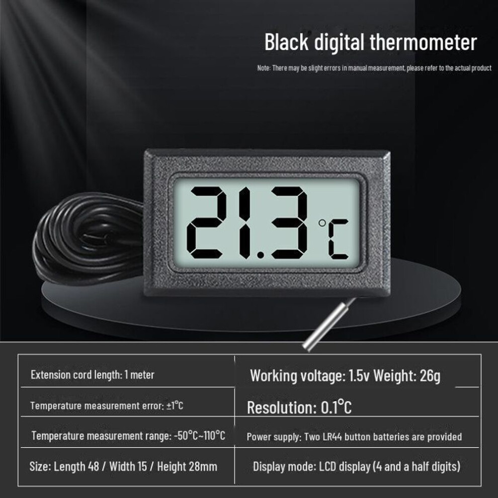 (black, 1m line length) High Precision Led Aquarium Thermometer For Fish Tanks