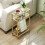 Homcom HOMCOM Slim Side Table, End Table with Tempered Glass Tabletop, Gold 7