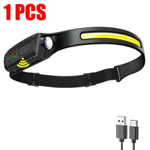 (1pcs) LED Indication Headlamp Rechargeable Head Flashlight 1200mah Built in Battery Outdoor Camping Fishing Headlight Lantern