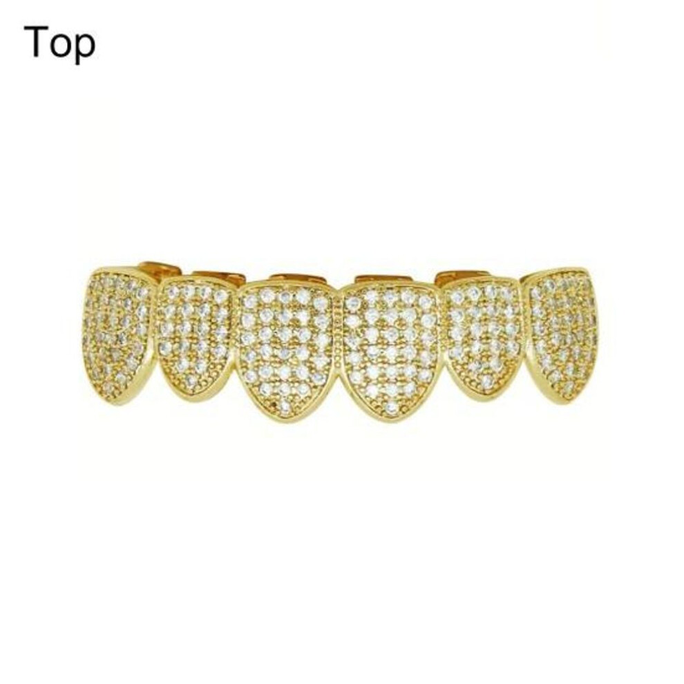 (Upper) 1/2Pcs Rhinestone Teeth Grills Set Removable Tooth Cap Healthy Metal Top Bottom Mouth Grill Hip-Hop Punk Style Dental Jewelry