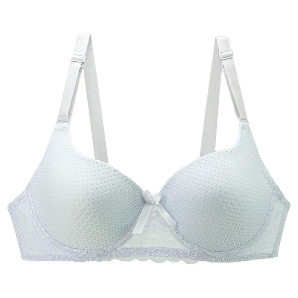 (40D, White) Women's Push Up Bra Floral Lace Breathable Mesh Underwire Bra Lift Up Everyday Bra