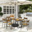 Outsunny Outsunny 7 Piece Garden Dining Set with Table and 6 Stackable Chairs, Brown 1