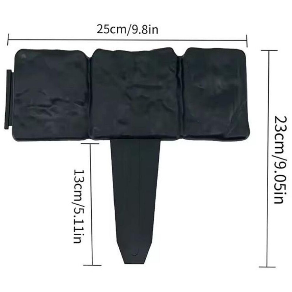 (black, 8pcs) Garden PP Fence Edging,10Pcs Home Garden Border Edging Plastic Fence Stone DIY Yard Landscape Plant Fence Fit for Lawn Yard Flow