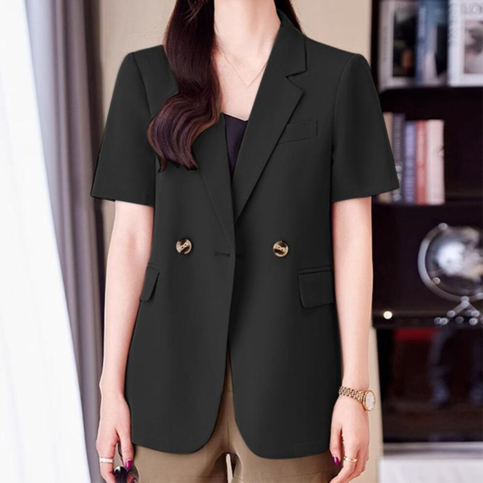 (black, S) ZANZEA Women Turn Down Collar Short Sleeve Loose Thin Cardigans
