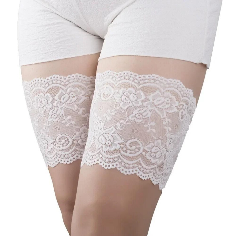 (52-60, white) 1Pair Summer Inner Thigh Anti Chafing Thigh Bands Elastic Non Slip Women Sexy Lace Anti Friction Strip Fashion Leg Bands Gifts