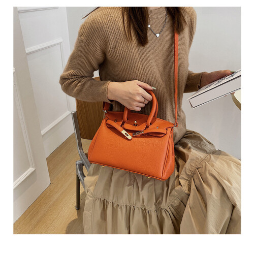 Litchi Pattern Lock Platinum Bag 1