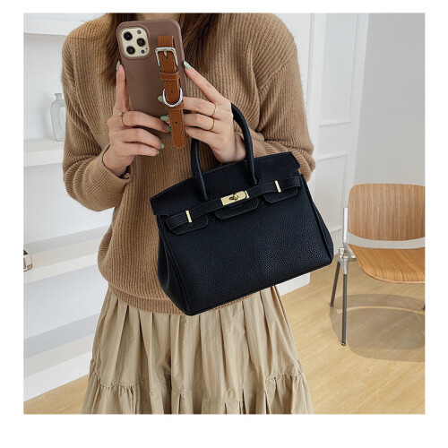 Litchi Pattern Lock Platinum Bag 1