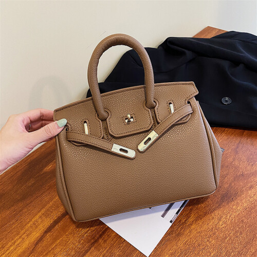 Litchi Pattern Lock Platinum Bag