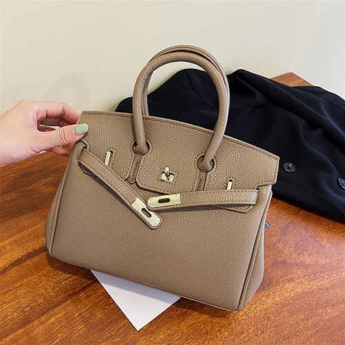 Litchi Pattern Lock Platinum Bag