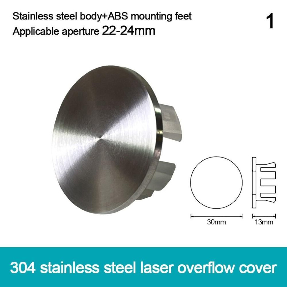 (1) Stainless Steel Wash Basin Overflow Ring Plug Sink Hole Cover  Kitchen Bathroom Supplies