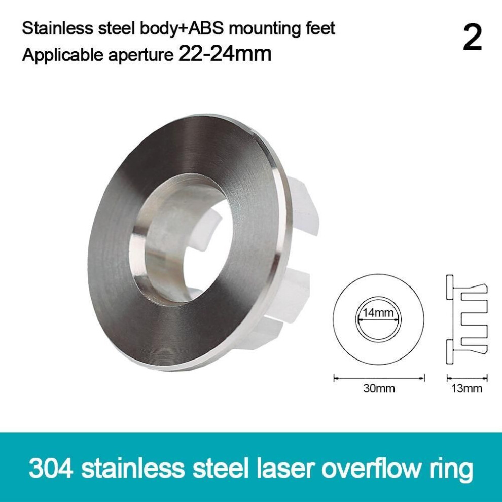 (2) Stainless Steel Wash Basin Overflow Ring Plug Sink Hole Cover  Kitchen Bathroom Supplies