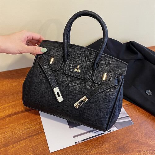 Litchi Pattern Lock Platinum Bag