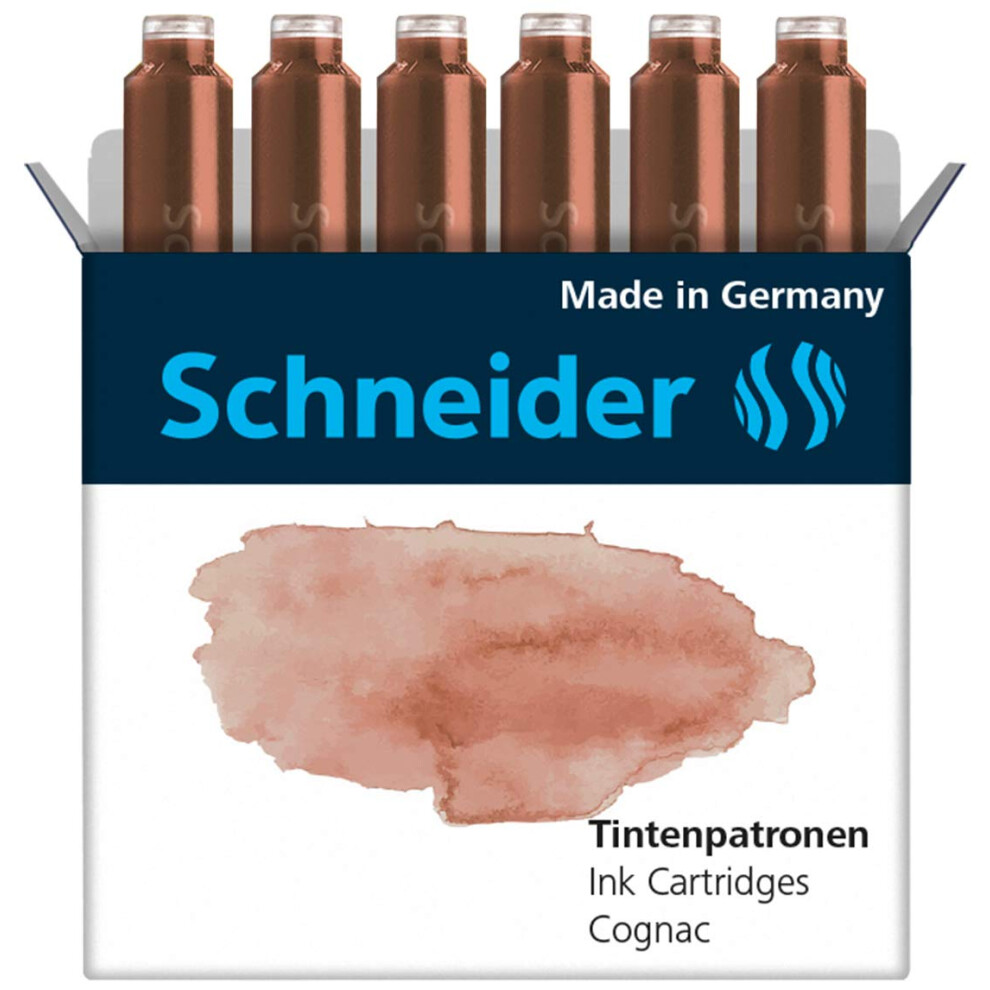 Cartouche d'encre Schneider Pastel Format Standard Fermeture     Bille Recharge pour Stylos Plume et Rollerball Cartouche Encre Cognac Bo   te de 6 C
