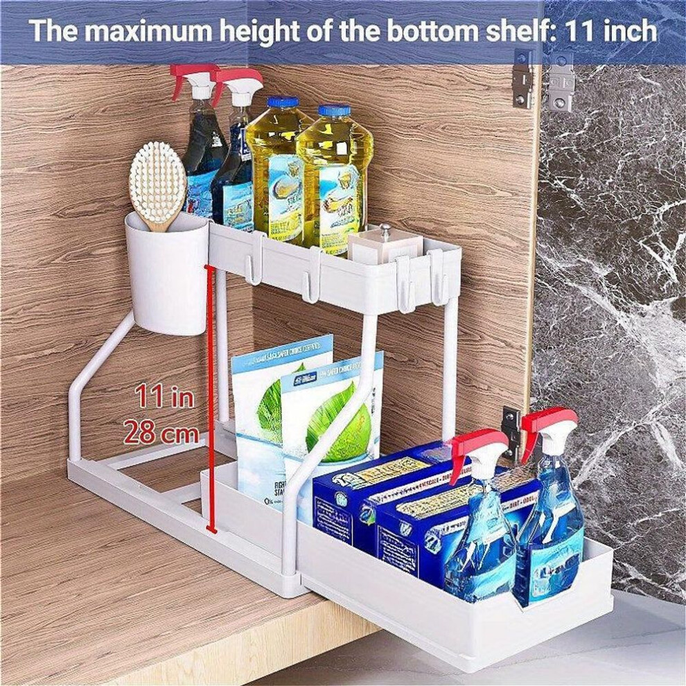 (white) Multi-layer Pull-out Finishing Seasoning Household Kitchen Rack Bathroom Sink Layered Sundries Storage Rack
