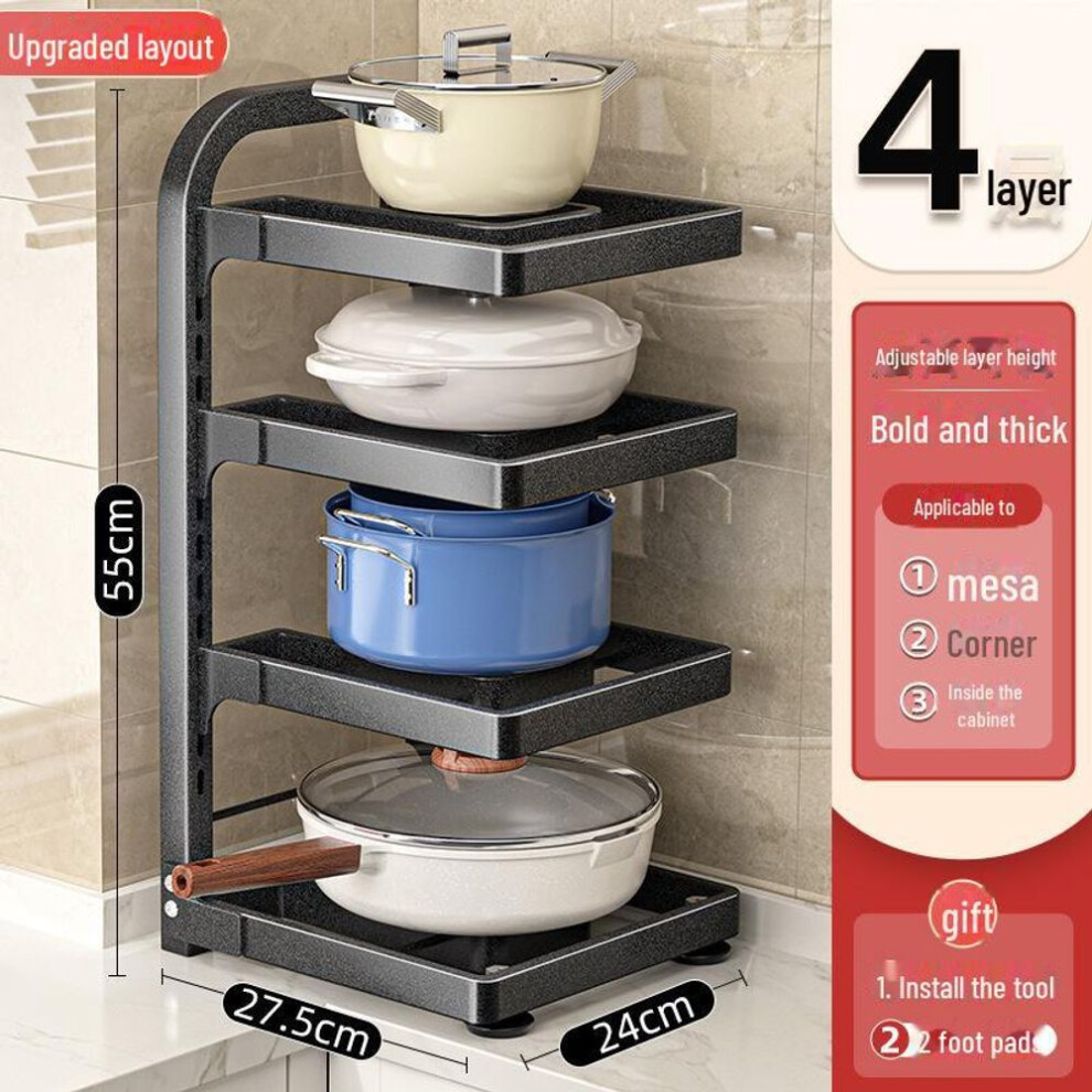 (as the picture, 4 layers, enlarged) Multi-layer Kitchen Pot Storage Rack For Under-sink Cabinets