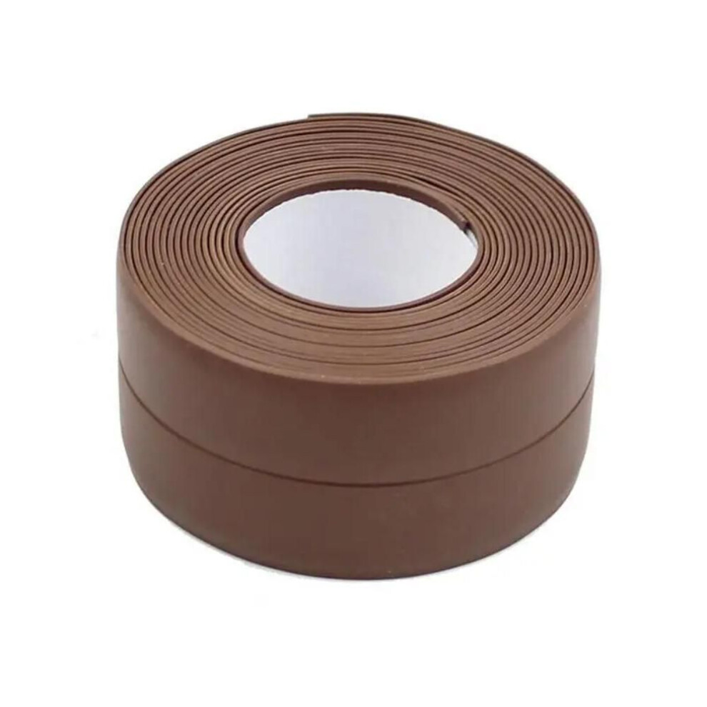 (brown, 3.8*3.2m 2PCS) 5pcs 3.8*3.2m  Pvc Sealing Strip Tape Bathroom Bath Toilet Caulk Tape Self Adhesive Waterproof Mildew Proof Tapes For Kitchen Sink Wall Corner