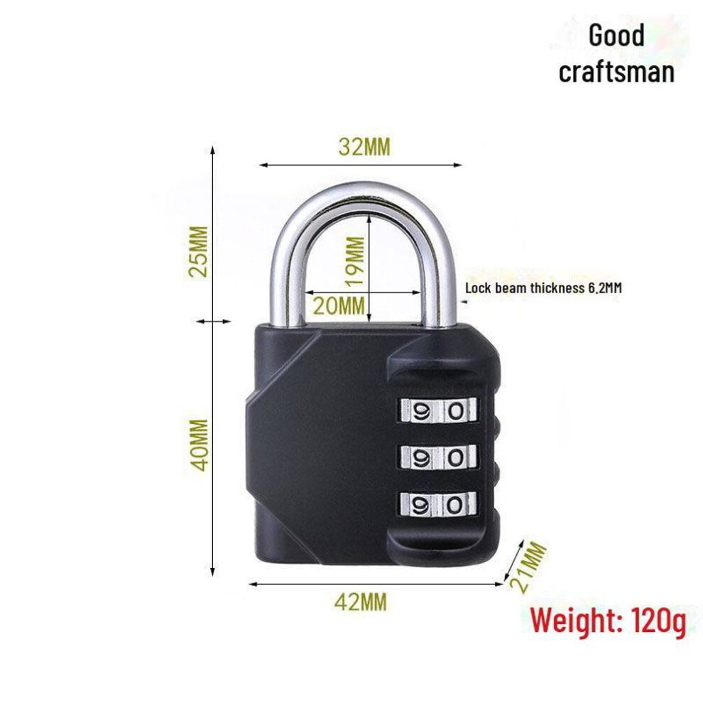 (black, Thickened three yards large) Mini Password Padlock For Gym, Cabinet, Dorm, Drawer, And Suitcase