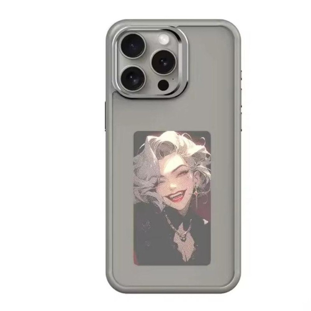 (grey, iPhone 13 Pro Max) Diy E-ink Screen Nfc Function Phone Case Four Color Display Wireless Transmission 3.7-inch Screen For Iphone 13 14 15 16 Pro Max