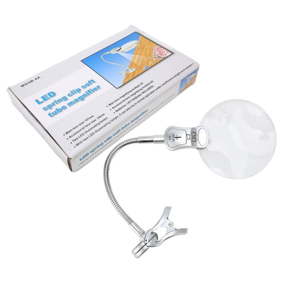 Magnifying Glass Clamp Led Light Gooseneck Desk Lamp Clamp For Reading Jewelry Repair