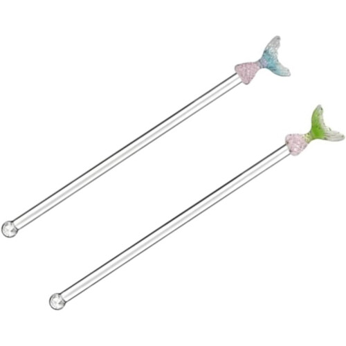 Marine Stirrer 2 Pack Γυάλινα Σουβλάκια Γοργόνας ουράς για μπαρ και κουζίνα
