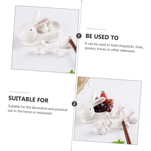 1 Σετ ζωγραφισμένα στο χέρι Rabbit Keramic Chopsticks Rest Cute Decor για επιτραπέζια σκεύη 2