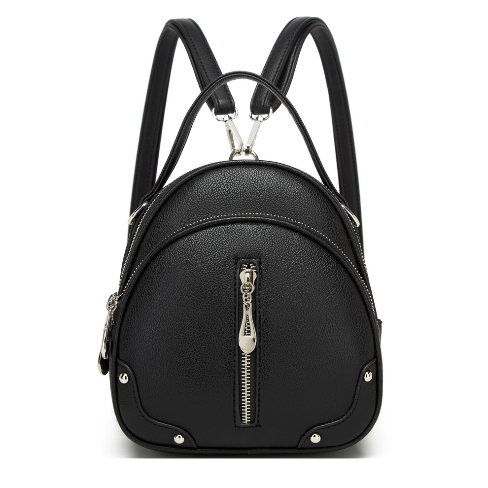 (Black) Mini Fashion Rucksack Backpack Bag Leather Travel Bag Women Ladies Handbag