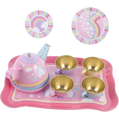 Mini Iron Art Tea for Pretend Play Μινιατούρα μοντέλα σκευών τσαγιού με τσαγιέρα και φλιτζάνια