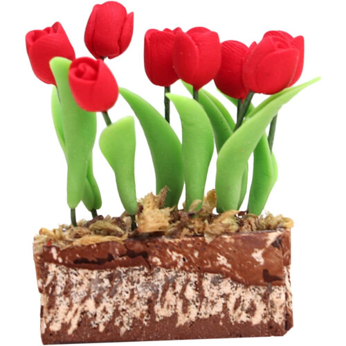 Μινιατούρα σε γλάστρα Προσομοίωση Tulip Bonsai Διακοσμητικό κουκλόσπιτο