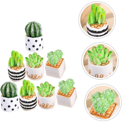 8 τμχ Cactus Micro Landscape Plant House Miniature σε γλάστρα Τεχνητά φυτά κάκτου 1