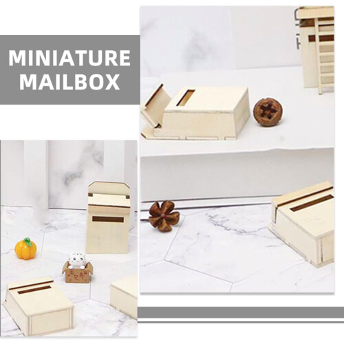 Realistic Mini Mailbox Model Wooden Mailbox Toy Se 2