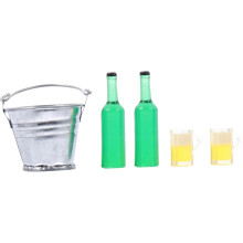 1:12 Scale Miniature Bottles Beer Set Mini Ice Beer Glasses Model for Dollhouse Decor