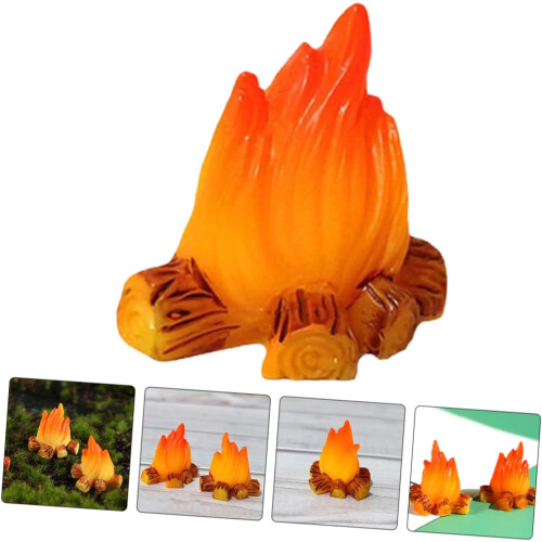 8τμχ Fire Micro Landscape Ornaments Μινιατούρες Ρητίνη Fake Campfire Εξωραϊσμός Fire Model Fire Model 1